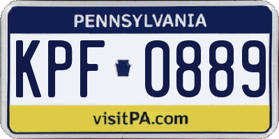 PA license plate KPF0889