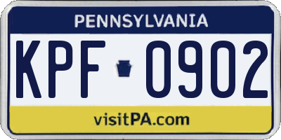 PA license plate KPF0902