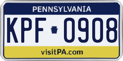 PA license plate KPF0908