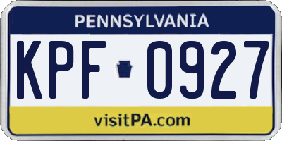 PA license plate KPF0927