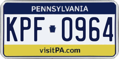 PA license plate KPF0964