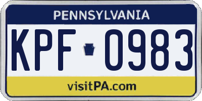 PA license plate KPF0983