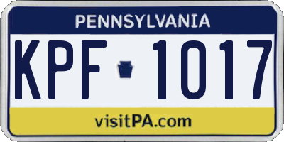PA license plate KPF1017