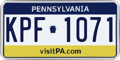 PA license plate KPF1071