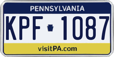 PA license plate KPF1087