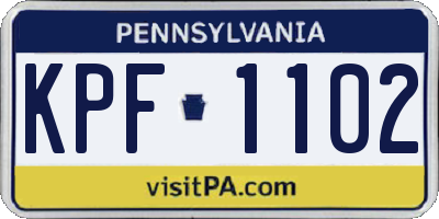 PA license plate KPF1102