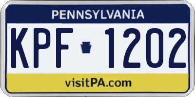 PA license plate KPF1202