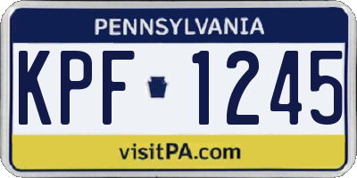 PA license plate KPF1245