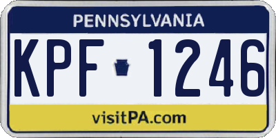 PA license plate KPF1246