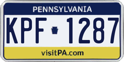 PA license plate KPF1287