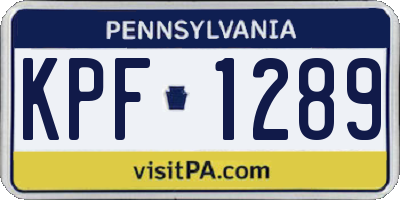 PA license plate KPF1289