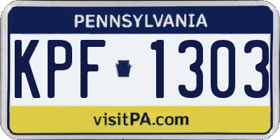 PA license plate KPF1303