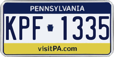 PA license plate KPF1335