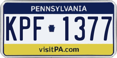 PA license plate KPF1377
