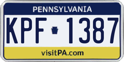 PA license plate KPF1387