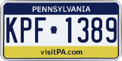 PA license plate KPF1389