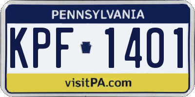 PA license plate KPF1401