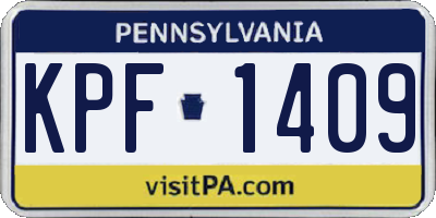 PA license plate KPF1409