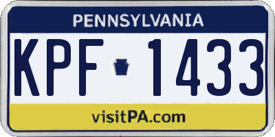 PA license plate KPF1433
