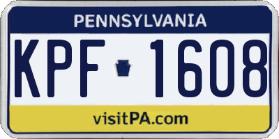 PA license plate KPF1608