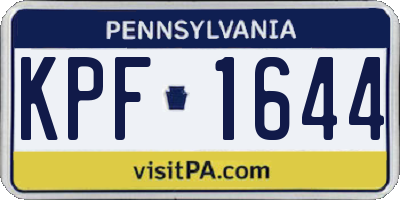 PA license plate KPF1644