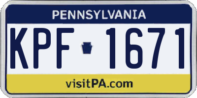 PA license plate KPF1671
