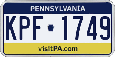 PA license plate KPF1749