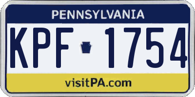 PA license plate KPF1754