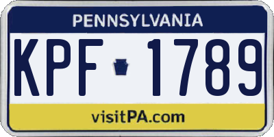 PA license plate KPF1789