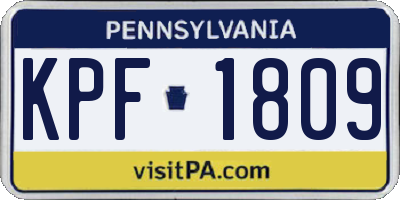 PA license plate KPF1809