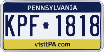 PA license plate KPF1818