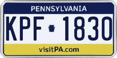 PA license plate KPF1830