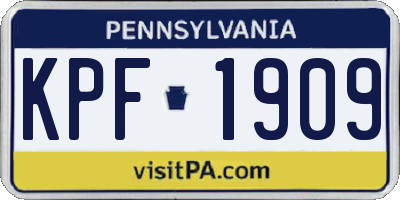 PA license plate KPF1909