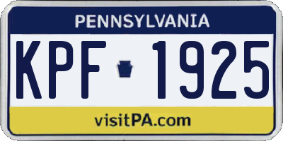 PA license plate KPF1925