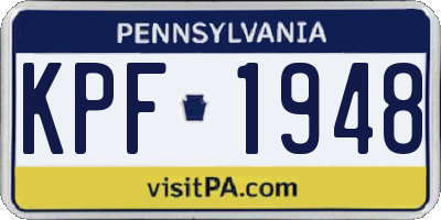 PA license plate KPF1948