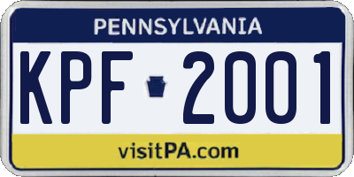 PA license plate KPF2001