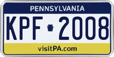 PA license plate KPF2008