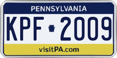 PA license plate KPF2009