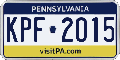 PA license plate KPF2015