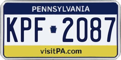 PA license plate KPF2087