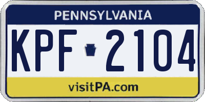 PA license plate KPF2104