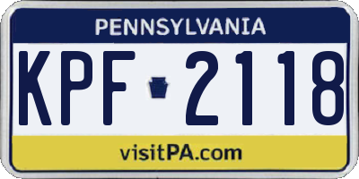 PA license plate KPF2118
