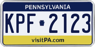 PA license plate KPF2123