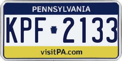 PA license plate KPF2133