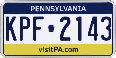 PA license plate KPF2143