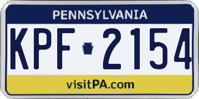 PA license plate KPF2154