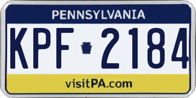 PA license plate KPF2184
