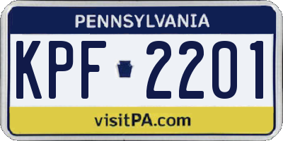 PA license plate KPF2201