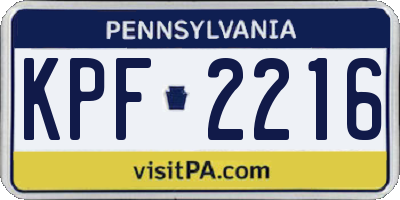 PA license plate KPF2216