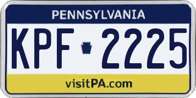 PA license plate KPF2225